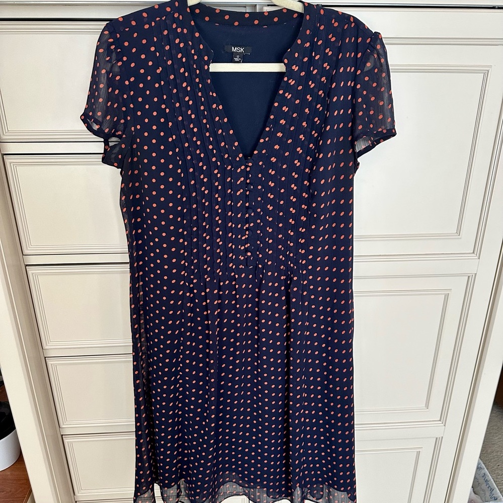 SALE 2 for $15 | MSK Navy Polka Dot Dress